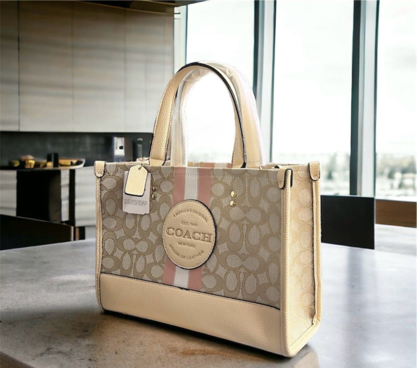 Dempsey Carryall In Signature Jacquard With Stripe And Patch Bag